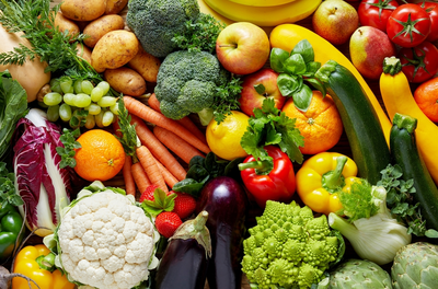 plate of colorful fruits and vegetables