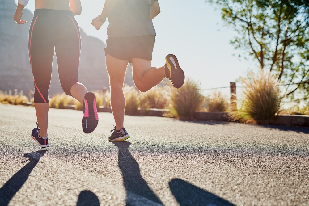 two people jogging outside